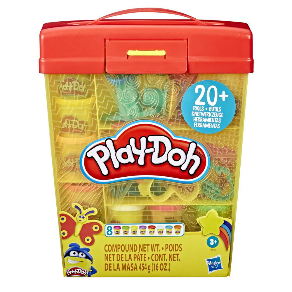 Play Doh Large Tools And Storage Activity Set With 8 Non Toxic Play Doh Colors And 20 Plus Tools 