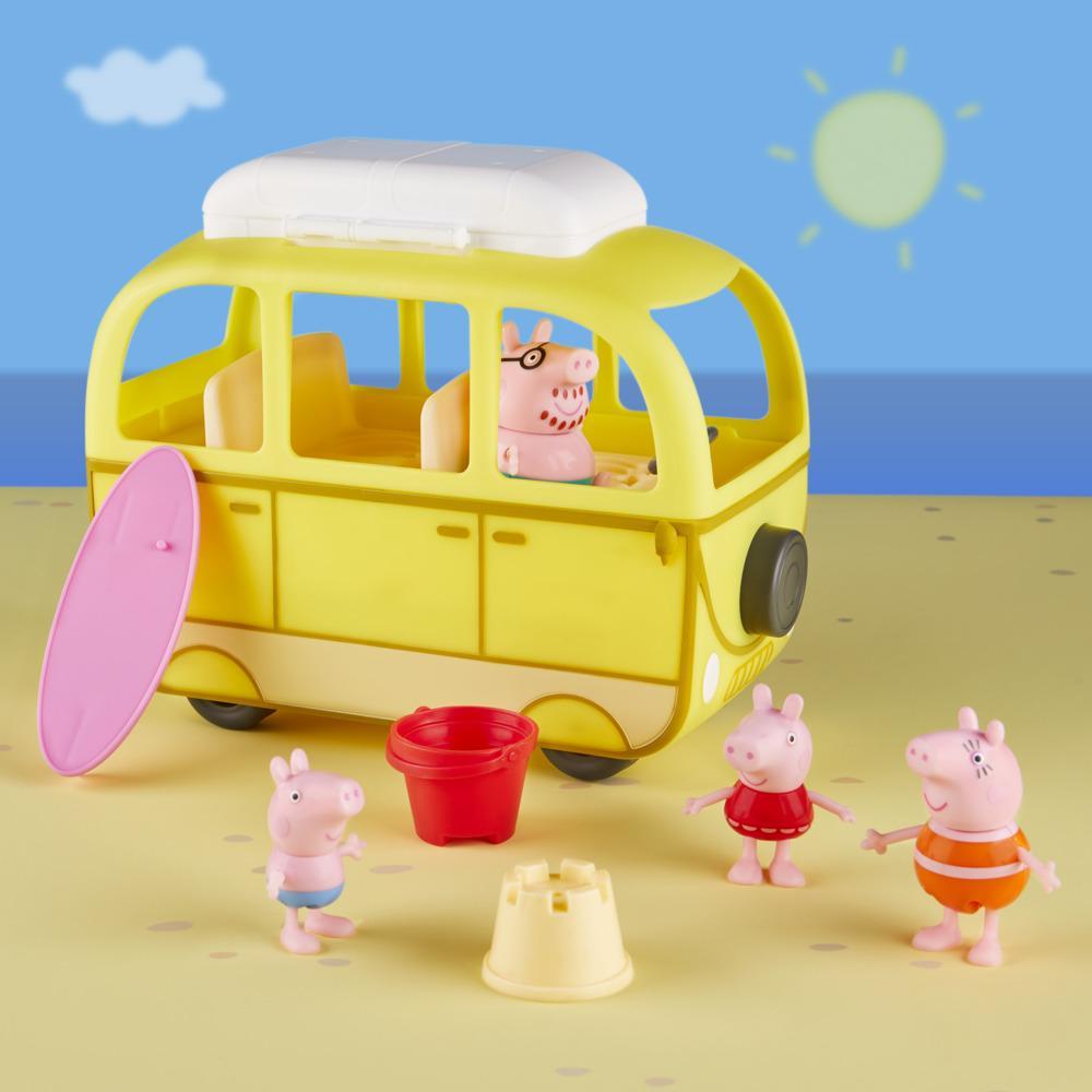 Peppa Pig Peppa’s Adventures Peppa’s Beach Campervan Vehicle Preschool Toy:  10 Pieces, Rolling Wheels; Ages 3 and Up Multicolor F3632