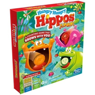 Jogo de tabuleiro júnior Hungry Hungry Hippos, Jogos pré-escolares com mais  de 3 anos, Jogos de tabuleiro para crianças para 2-4 jogadores, Jogos para  crianças, Jogo de contagem e número - Hasbro