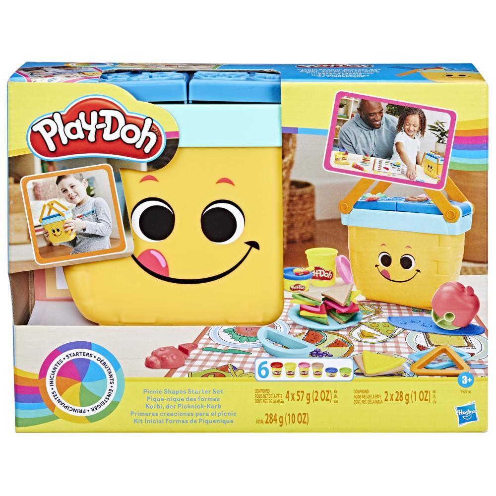 Play-Doh Picnic Shapes Preschool Set, 12 Tools and Toys Starter 6 - Play-Doh Cans