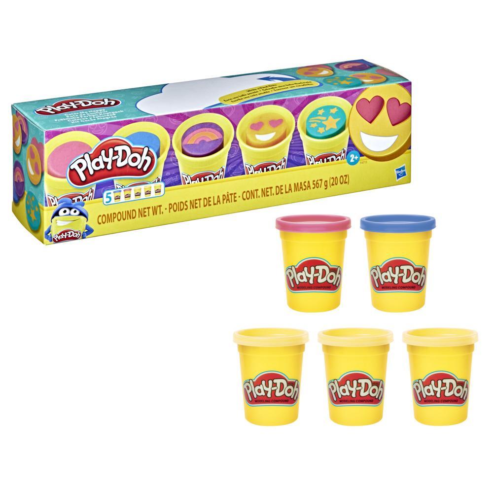 Play-Doh Color Me Happy 5-Pack with 3 Emoji-Inspired Cans for Kids