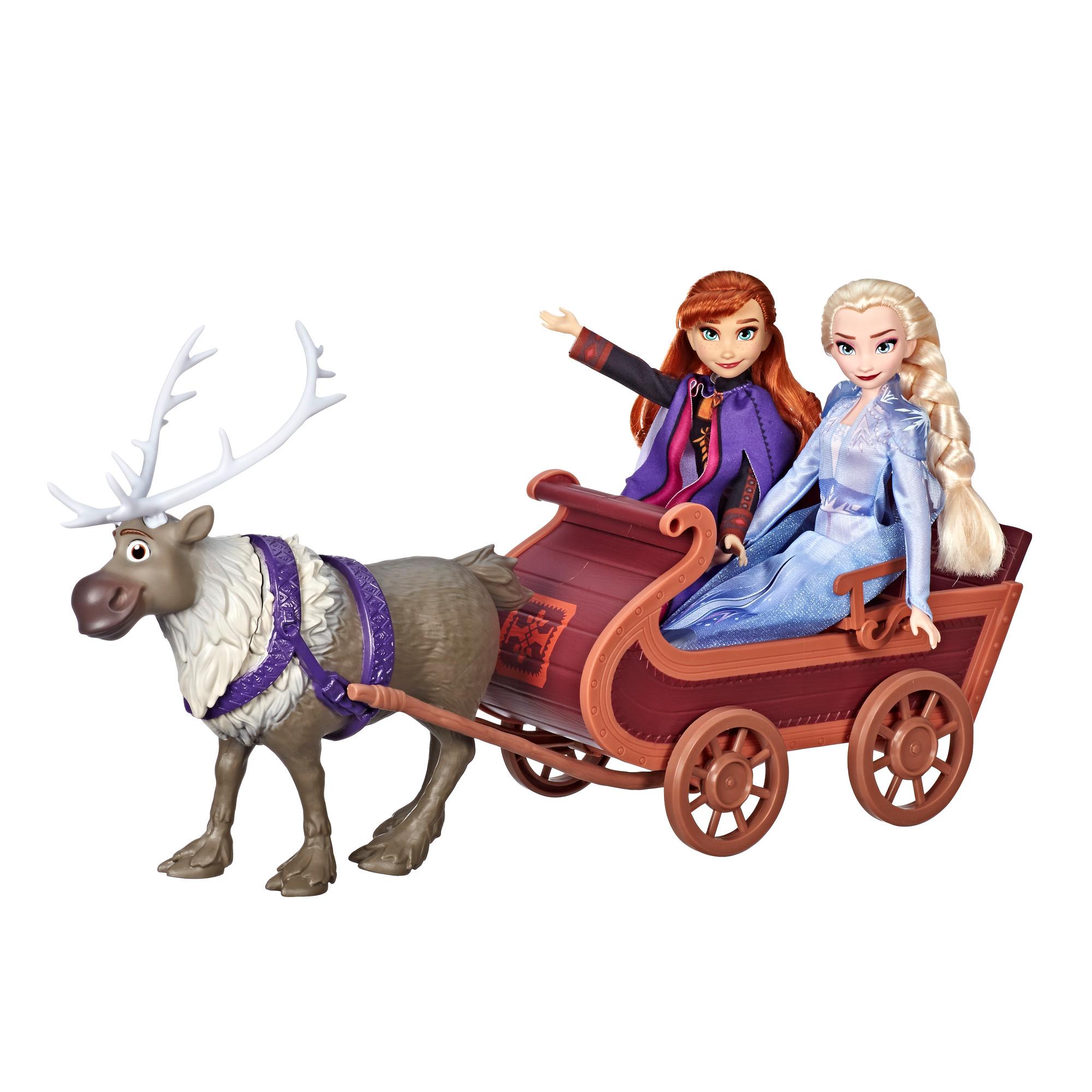 Frozen Sledding Sven and Sisters Elsa and Anna Dolls |