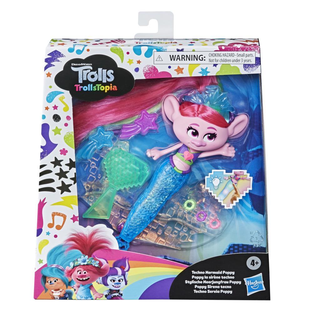 DreamWorks TrollsTopia Techno Mermaid Poppy Doll, Lights Up In or Out ...