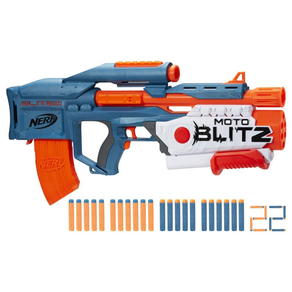 Nerf Elite 2.0 Tetrad QS-4 Blaster, incluye 4 dardos Nerf Elite, voladura  de 4 barriles, riel táctico para personalizar la capacidad, acción de la