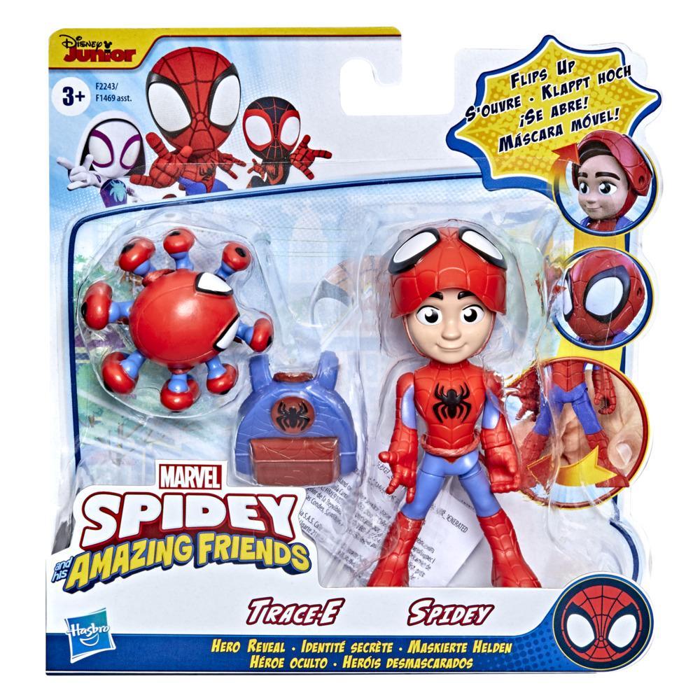 Marvel Spidey and His Amazing Friends, Multipack de Figurines Identité  secrète avec Masques Rabattable, dès 3 Ans